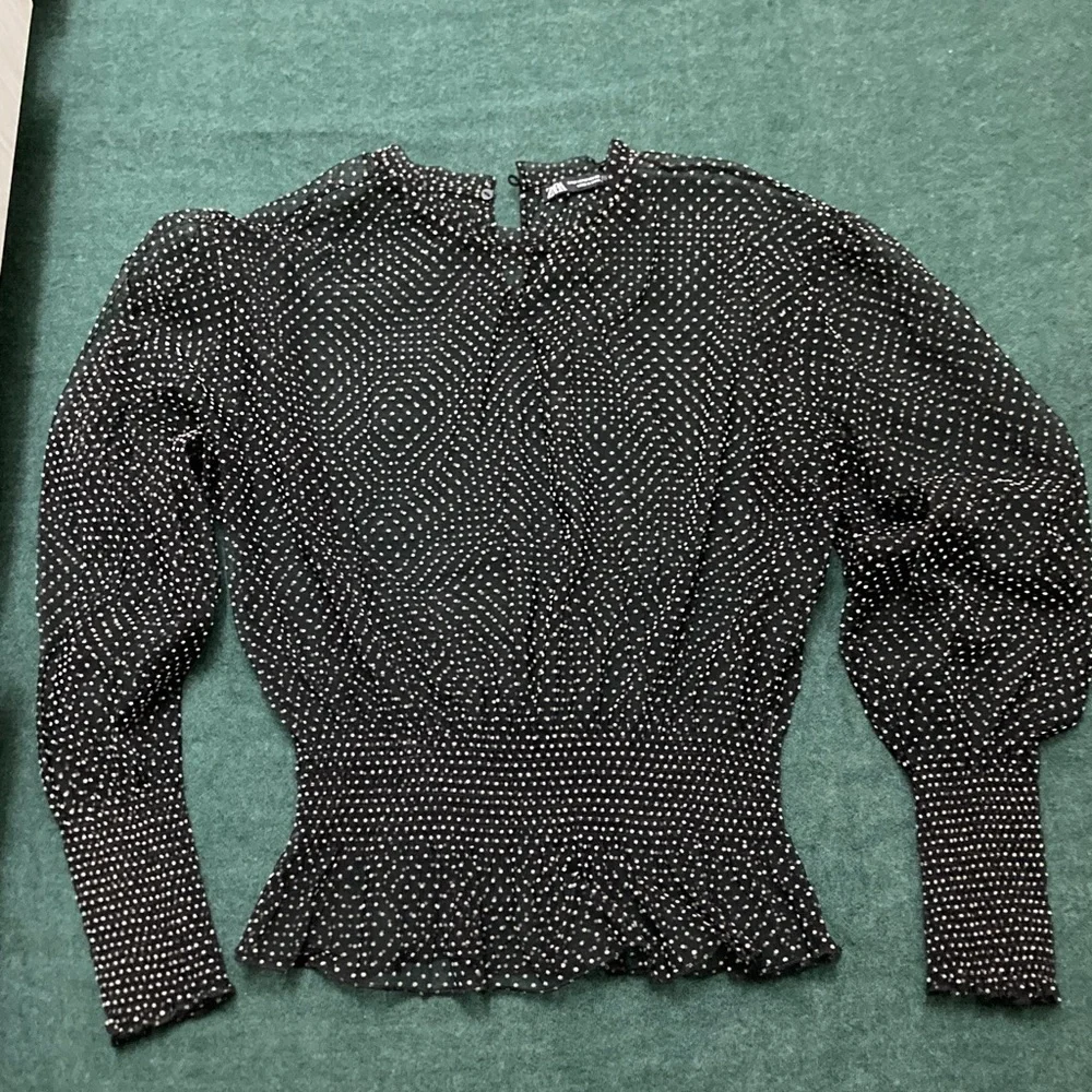 Zara Black and White Dotted Blouse
